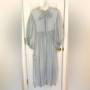 Jen's Pirate Booty Silk Light Blue Long Sleeve Dress Size XS Fairy Cottagecore